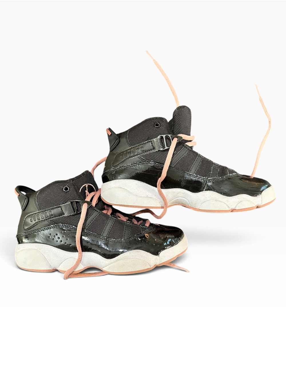 Jordan 6 Rings Black/Pink Mid Top Lace-Up Sneaker Youth 2.5Y 323432-068